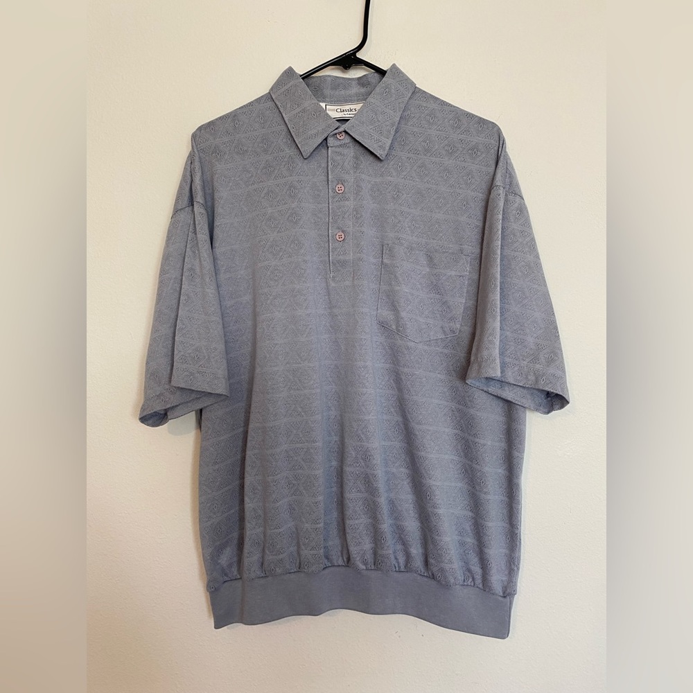 Vintage 80s 90s Classics By Palmland Polo Pocket Shirt  • Sz XL Gray / Silver